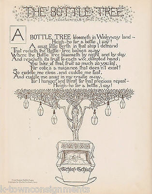 The Bottle Tree Poem Eugene Field Antique Graphic Art Deco Baby Nursery Print - K-townConsignments