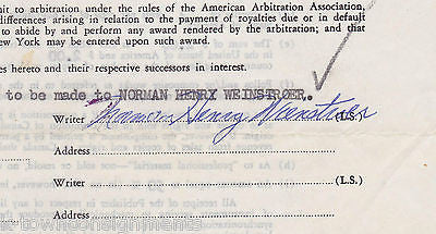 CHAMPION MUSIC NORMAN WIESTROER AUTOGRAPH SIGNED SONG-WRITER CONTRACT 1950s - K-townConsignments