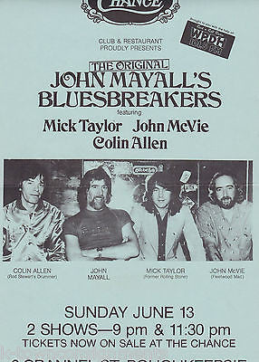 JOHN MAYALL BLUES BREAKERS MICK TAYLOR ORIGINAL 1980s THE CHANCE CONCERT POSTER - K-townConsignments