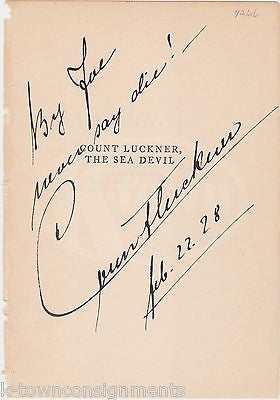 COUNT LUCKNER THE SEA DEVIL GERMAN NOBLEMAN ORIGINAL VINTAGE AUTOGRAPH SIGNATURE - K-townConsignments