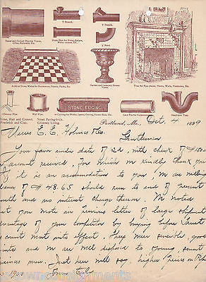 PORTLAND PIPE CO ANTIQUE PLUMBING GRAPHIC ADVERTISING STATIONERY 1899 - K-townConsignments