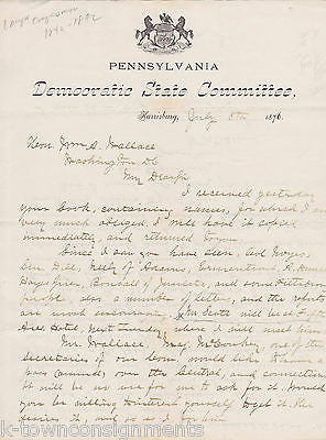 WILLIAM McCLELLAND PENNSYLVANIA CONGRESS AUTOGRAPH SIGNED STATIONERY LETTER 1876 - K-townConsignments