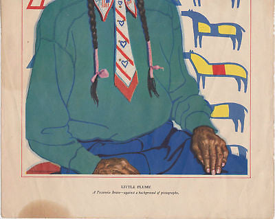 LITTLE PLUME NATIVE AMERICAN GRAPHIC ART POSTER PRINT - K-townConsignments