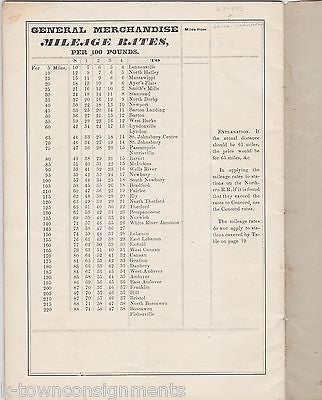 CONNECTICUT RIVERS RAILROAD MASSAWIPPI VALLEY ANTIQUE RR TARIFF RATES BOOK 1872 - K-townConsignments