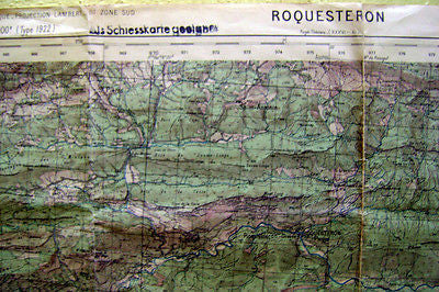 ROQUESTERON FRANCE LARGE ANTIQUE FRENCH TOPOGRAPHICAL COLOR MAP - K-townConsignments