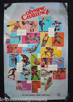 1984 OLYMPIC CHALLENGE ORIGINAL VINTAGE USPS STAMP COLLECTION ADVERTISING POSTER - K-townConsignments