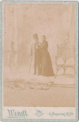 DWARF HUSBAND WIFE TOP HAT DRESS ANTIQUE CABINET PHOTO - K-townConsignments
