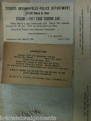 POLICE DEPARTMENTS AUTOMOBILE THEFT VINTAGE 1920s STOLEN CAR LETTERS & MEMOS - K-townConsignments