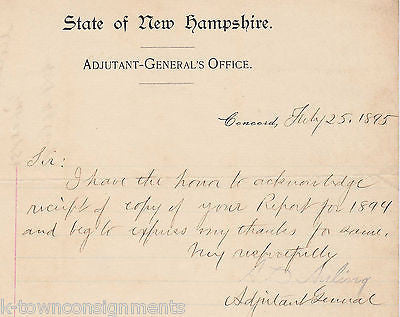 AUGUSTUS AYLING NH ADJUTANT GENERAL & CIVIL WAR 1890s AUTOGRAPH SIGNED LETTER - K-townConsignments