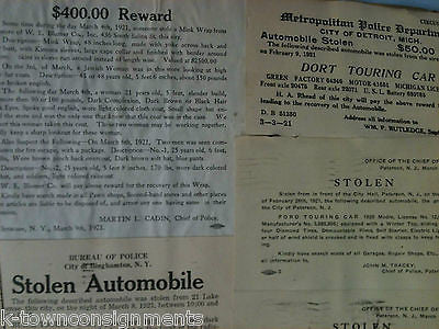 POLICE DEPARTMENTS AUTOMOBILE THEFT VINTAGE 1920s STOLEN CAR LETTERS & MEMOS - K-townConsignments