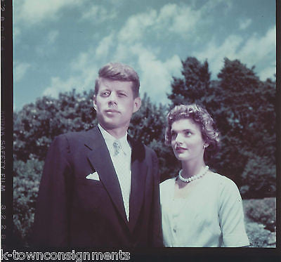 JOHN & JACKIE KENNEDY EARLY VINTAGE COLOR NEWS ARCHIVE REVERSE PRINT PRESS PHOTO - K-townConsignments