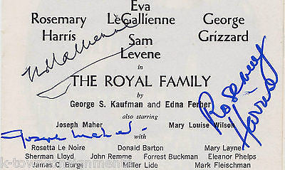 EVA LE GALLIENNE ROSEMARY HARRIS STAGE ACTRESS AUTOGRAPH SIGNED THEATRE PLAYBILL - K-townConsignments