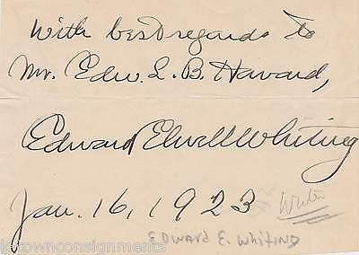 EDWARD WHITING 1920s AUTHOR WRITER VINTAGE AUTOGRAPH SIGNATURE CLIPPING - K-townConsignments