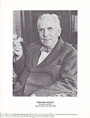 Theodore Dreiser Novelist Author Vintage Portrait Gallery Poster Photo Print - K-townConsignments