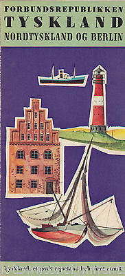 TYSKLAND GERMANY HAMBURG BREMEN VINTAGE SOUVENIR GRAPHIC ADVERTISING MAP - K-townConsignments