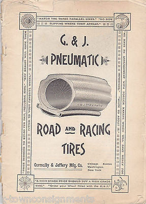 G J PNEUMATIC ROAD & RACING TIRES ANTIQUE 1890s GRAPHIC BICYCLE ADVERTISING BOOK - K-townConsignments
