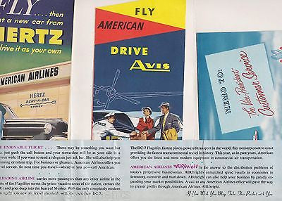 AMERICAN AIRLINES MERCURY GRAPHIC ADVERTISING BOARDING PACKET IN FLIGHT FLYERS - K-townConsignments