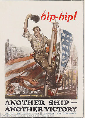 US NAVY HOMEFRONT AMERICAN FLAG WAR EFFORT VINTAGE WWI GRAPHIC ART POSTER PRINT - K-townConsignments