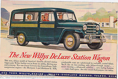 WILLY'S NEW DELUXE STATION WAGON VINTAGE OVERLAND MOTORS OHIO CAR ADVERTISEMENT - K-townConsignments