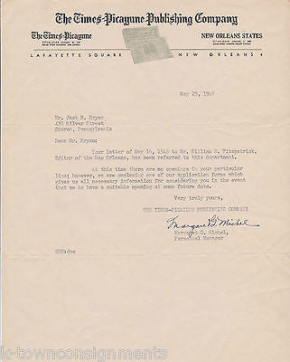 TIMES PICAYUNE PUBLISHING NEW ORLEANS VINTAGE 1940s GRAPHIC AD STATIONERY LETTER - K-townConsignments