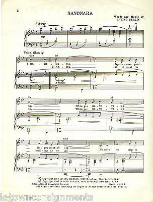 MARLON BRANDO IRVING BERLIN SAYONARA VINTAGE SHEET MUSIC - K-townConsignments