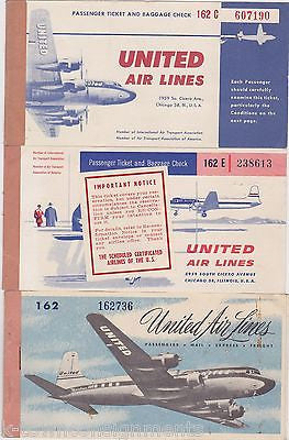 UNITED AIRLINES VINTAGE GRAPHIC ADVERTISING AVIATION AIRPLANE TICKET BOOKS 1 - K-townConsignments