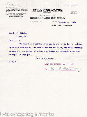 AMES IRON WORKS ANTIQUE STEAM ENGINE ENGRAVING STATIONERY LETTER & MAIL COVER - K-townConsignments
