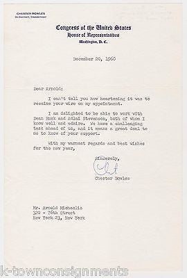 CHESTER BOWLES CONNECTICUT GOVERNOR UNDER SECRETARY OF STATE AUTOGRAPH SIGNATURE - K-townConsignments
