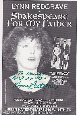 LYNN REDGRAVE SHAKESPEARE FOR MY FATHER AUTOGRAPH SIGNED THEATRE AD FLYER - K-townConsignments