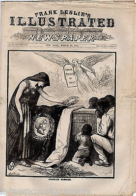 CHARLES SUMNER MEMORIAL ANTIQUE FRANK LESLIE'S ENGRAVING ILLUSTRATED NEWSPAPER - K-townConsignments