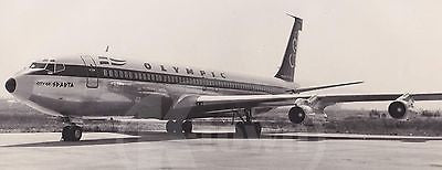 OLYMPIC AIRWAYS BOEING 707 JET AIRPLANE VINTAGE AVIATION ADVERTISING PHOTO - K-townConsignments