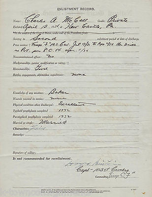 PA NATIONAL GUARD VINTAGE 1930s 103rd CALVALRY A. COLAHAN SIGNED DISCHARGE DOC - K-townConsignments