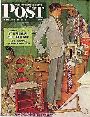 SOLDIERS RETURN HOME NORMAN ROCKWELL VINTAGE POST MAGAZINE COVER GRAPHIC PRINT - K-townConsignments