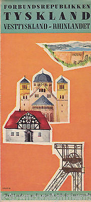 TYSKLAND GERMANY FORBUNDS REPUBLIKKEN VINTAGE SOUVENIR GRAPHIC ADVERTISING MAP - K-townConsignments