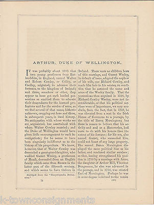 ARTHUR WELLESLEY BRITISH DUKE ANTIQUE FACSIMILE AUTOGRAPH PHOTO ENGRAVING PRINT - K-townConsignments