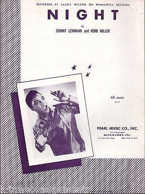 JACKIE WILSON NIGHT BRUNSWICK RECORDS VINTAGE 1960s SHEET MUSIC & LYRICS - K-townConsignments