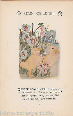 FATHER & MOTHER GOOSE BIRD CHILDREN ANTIQUE GRAPHIC ILLUSTRATION POETRY PRINT - K-townConsignments