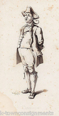 GIADUJA 1868 COMEDIA DELLA'ARTE THEATRE ACTOR PARIS ANTQIUE ENGRAVING PRINT - K-townConsignments