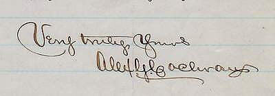 ALEXANDER COCHRAN PENNSYLVANIA CONGRESSMEN AUTOGRAPH SIGNED STATIONERY LETTER - K-townConsignments