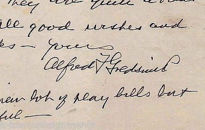ALFRED GOLDSMITH NEW YORK CITY DEALER VINTAGE AUTOGRAPH SIGNED STATIONERY LETTER - K-townConsignments