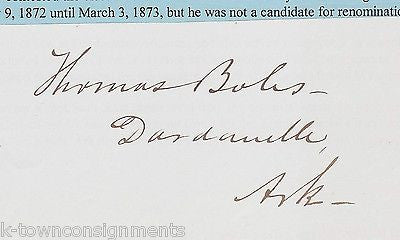THOMAS BOLES CONFEDERATE CIVIL WAR CAPTAIN ARKANSAS CAVALRY AUTOGRAPH SIGNATURE - K-townConsignments