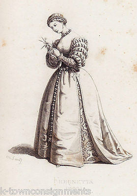 FIORINETTA 1533 THEATER STAGE ACTRESS ANTIQUE ART MAURICE SAND ENGRAVING PRINT - K-townConsignments