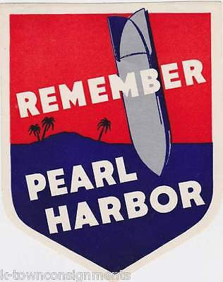 REMEMBER PEARL HARBOR VINTAGE WWII MILITARY GRAPHIC ART BOMBER DECAL - K-townConsignments