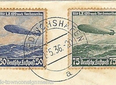 HINDENBURG  AIRSHIP ZEPPIELN FLOWN GERMAN AUSTRIAN STAMP MAIL COVER 1936 - K-townConsignments