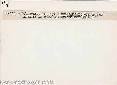 WWII MILITARY FIGHTER PILOTS SHOT DOWN ITALIAN FIAT FALCO FIGHTER PLANE PHOTO - K-townConsignments