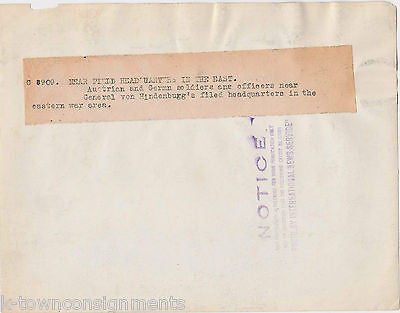 WWI AUSTRIAN & GERMAN SOLDIERS AT HINDENBURG HEADQUARTERS MILITARY PRESS PHOTO - K-townConsignments