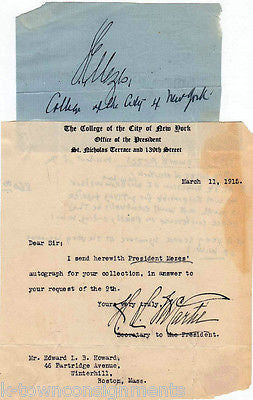 SIDNEY MEZES HARVARD PHILOSPHER CITY OF NEW YORK PRESIDENT AUTOGRAPH SIGNED NOTE - K-townConsignments