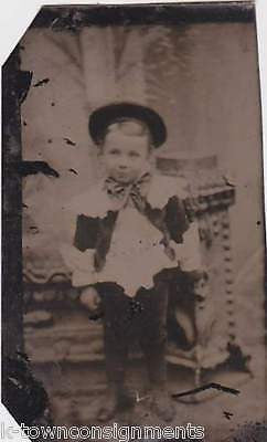 CUTE YOUNG CHILD IN VICTORIAN COSTUME ANTIQUE TINTYPE PHOTOGRAPH - K-townConsignments