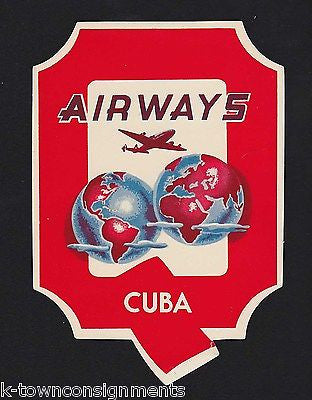 CUBA AIRWAYS VINTAGE GRAPHIC AIRPLANE LUGGAGE TAG STICKER - K-townConsignments