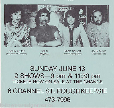 JOHN MAYALL BLUES BREAKERS MICK TAYLOR ORIGINAL 1980s THE CHANCE CONCERT POSTER - K-townConsignments